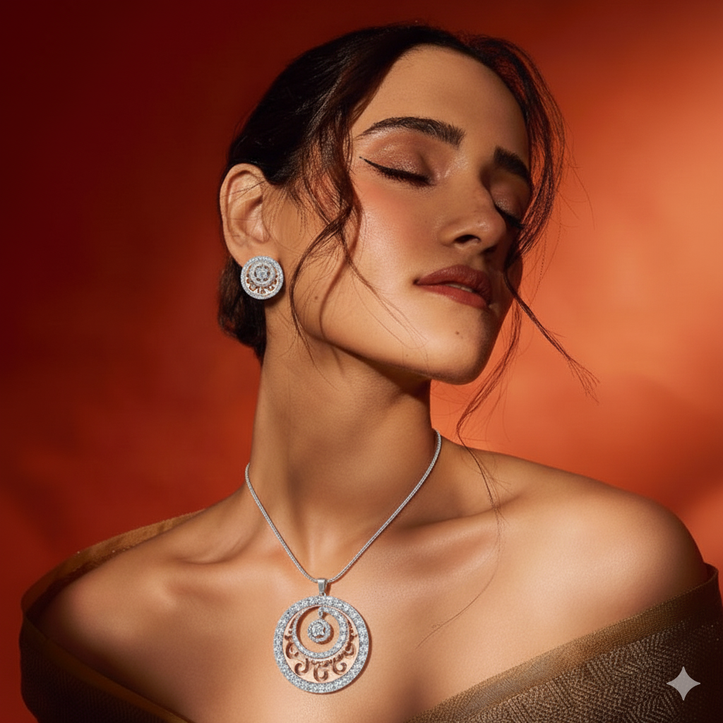 Nidal Jewels Orbella Gold & Rose Gold Diamond Pendant Set